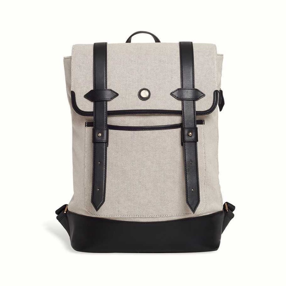 NEW: Paravel Upland leather-trimmed canvas Backpack in Domino Black